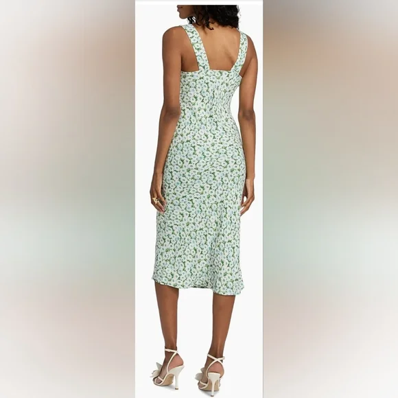 Reformation NWT Green Floral Midi Dress Sz XL - Picture 5 of 14